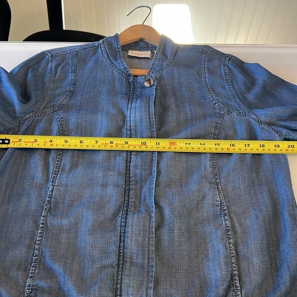 Chicos jacket coat zip-up blue jean size one embroidered birds - Picture 10 of 12